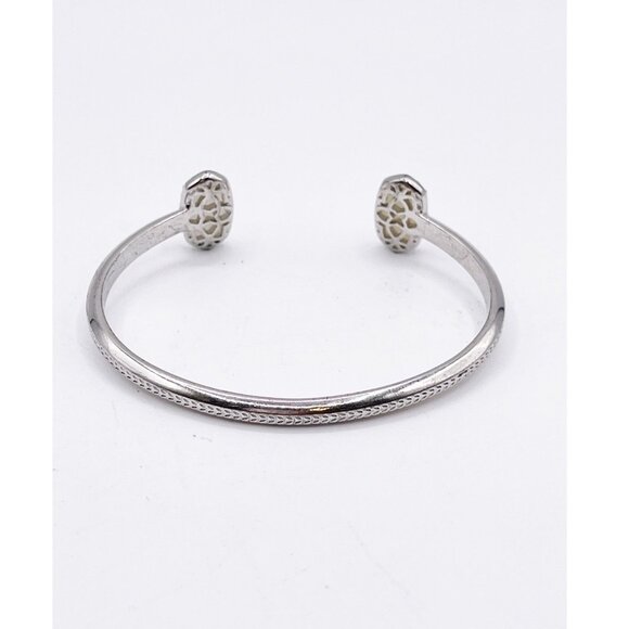 Kendra Scott Elton Silver Tone Cuff Bracelet In Iridescent Druzy - Picture 5 of 8